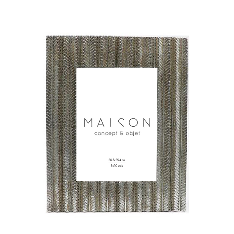 Liberta-Maison Fishbone Κορνίζα 26x2x31cm Polyresin Ασημί Αντικέ Γυαλί 028382