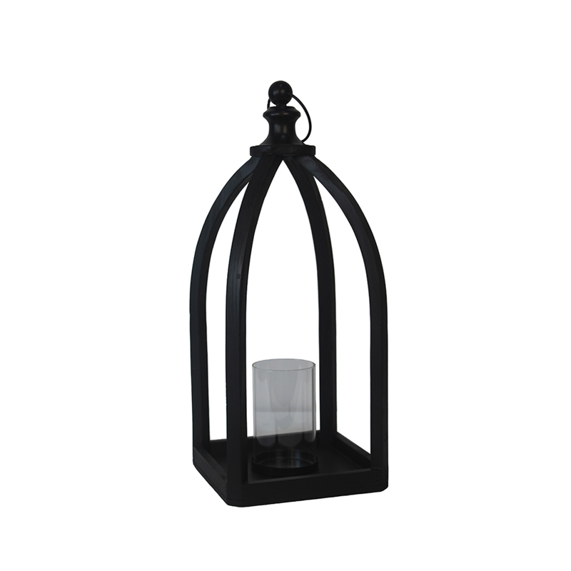 Liberta - Maison NIZAR Φανάρι 20x20x50cm Ξύλο Μαύρο Γυα