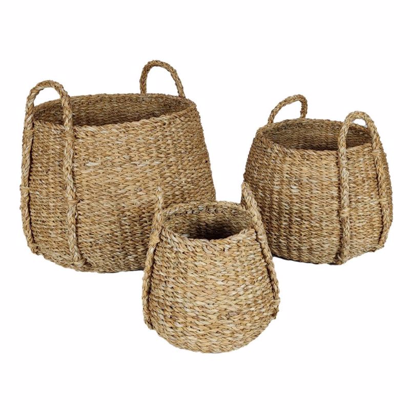 Liberta-Maison Almar Καλάθι Χερούλι Set 3Τμχ 45x45x30cm Seagrass Φυσικό 028656