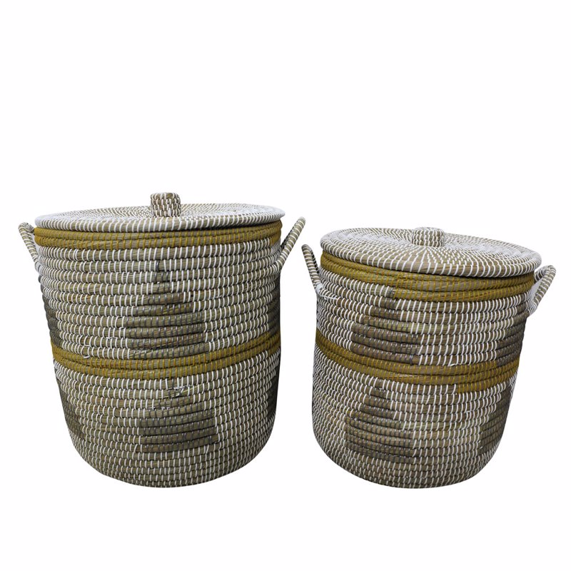 Liberta-Maison Kaia Καλάθι με Καπάκι Set 2Τμχ 45x45x50cm Kansgrass Πολύχρωμο PVC 028706