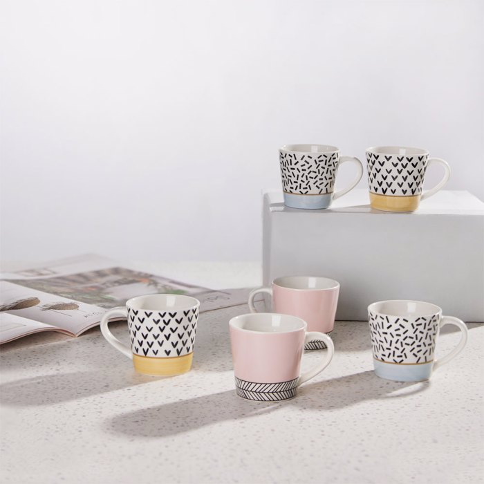 Liberta-Maison HAPPY Koupa Espresso Set 6TMX 9.5x6.5x5cm New Bone China Poluxromo 028888