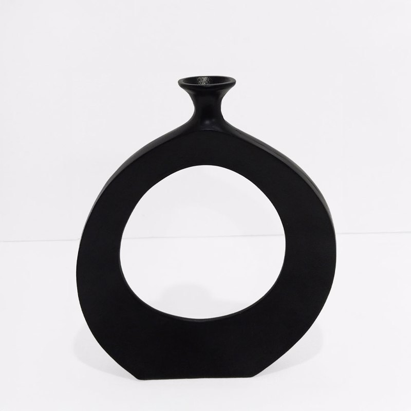 Liberta - Maison ABSTRACT CIRCLE Βάζο Αλουμινίου Μαύρο 37x5x45cm 028991