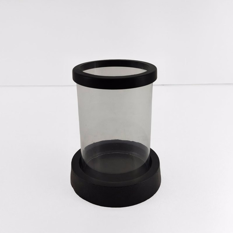 Liberta-Maison TITUL Κηροπήγιο 14x14x18cm Αλουμίνιο Μαύρο Διαφανο Γυαλί 029004