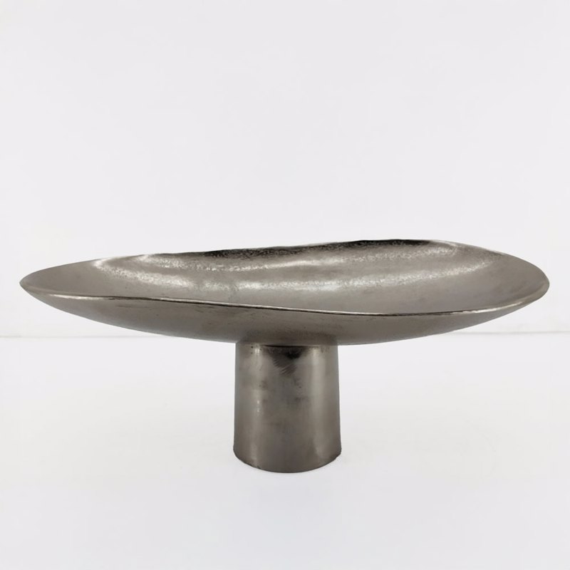 Liberta-Maison Dune Πλατώ με Ποδι 46x26x18cm Αλουμίνιο Silver Nickel 029033