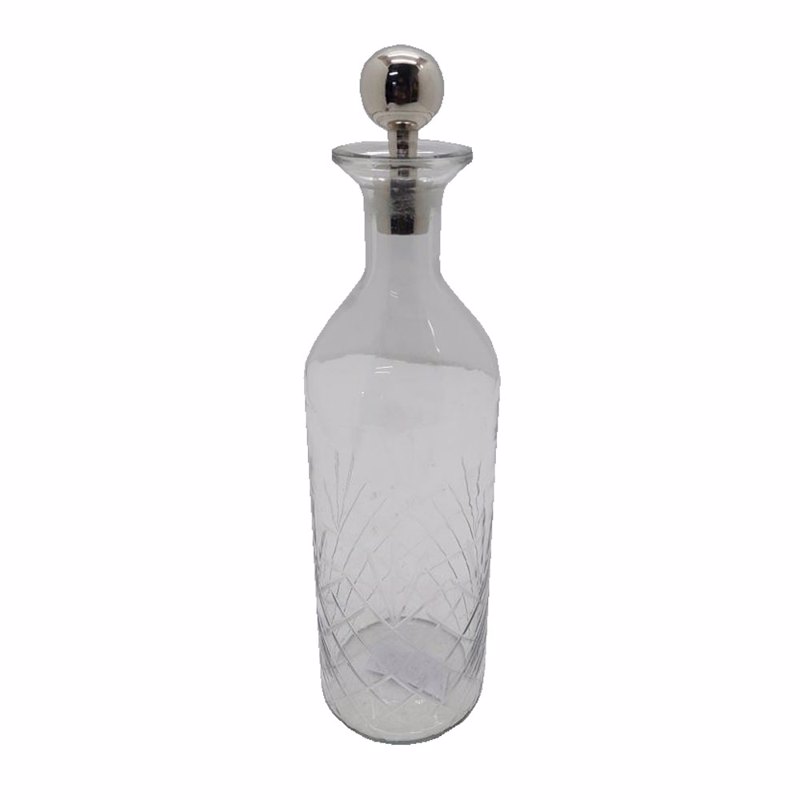 Liberta-Maison Shiran Μπουκάλα 10x10x37cm Γυαλί Διαφανο Silver Αλουμίνιο 029035
