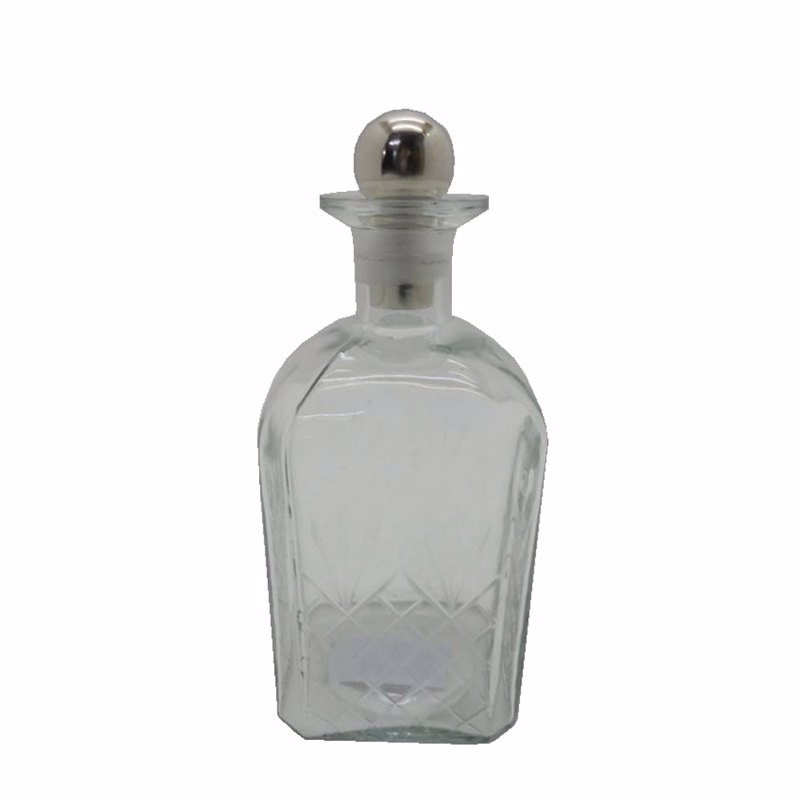 Liberta-Maison Shiran Μπουκάλα 10x10x26cm Γυαλί Διαφανο Silver Αλουμίνιο 029036