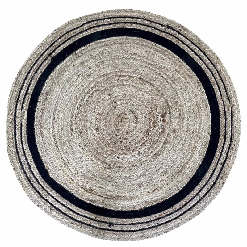 Liberta - Maison IMOGEN Χαλί Σαλονιού Στρογγυλό 180x180cm Γιούτα Φυσικό Μαύρο Βαμβάκι 029141