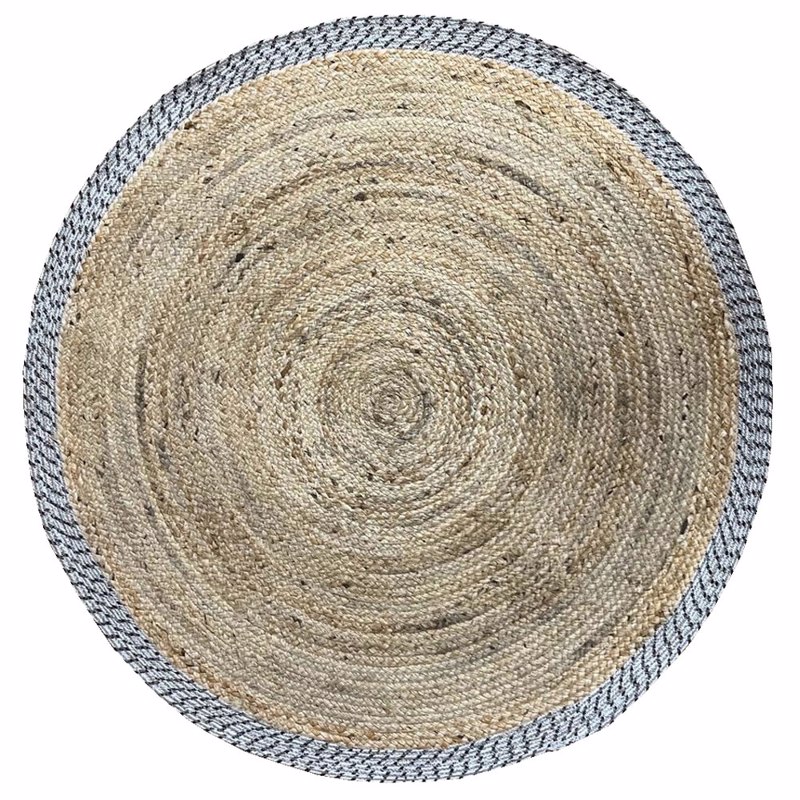 Liberta - Maison INES Χαλί Σαλονιού Στρογγυλό 180x180cm Βαμβάκι Φυσικό Γκρι Γιούτα 029144