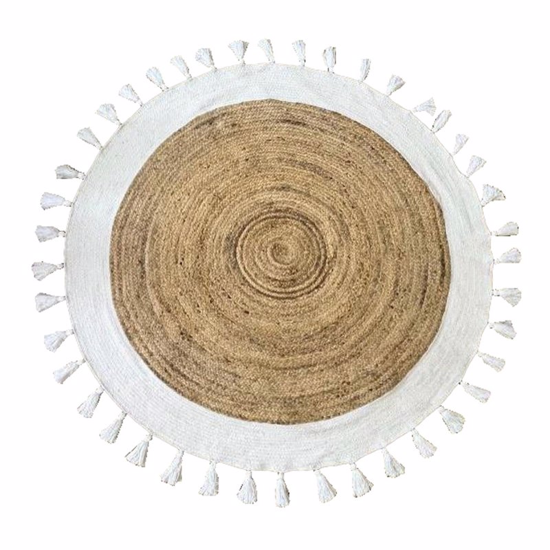 Liberta - Maison MAIA Χαλί Σαλονιού Στρογγυλό 150x150cm Βαμβάκι Φυσικό Λευκό Γιούτα 029145