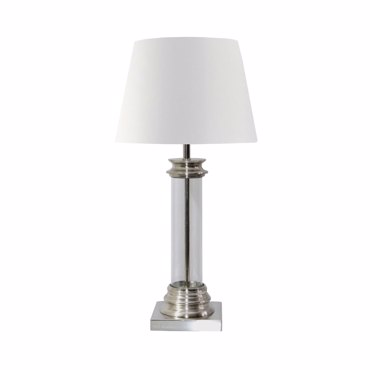Liberta-Maison Skyler Φωτιστικό Επιτραπέζιο 37x37x62cm Αλουμίνιο Ασημί Γυαλι Λευκό 029209