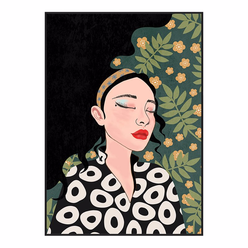 Liberta - Maison BOTANICAL LADY Πίνακας Καμβάς Πολύχρωμος με Ξύλινη Κορνίζα Μαύρη 50x3x70cm 029760