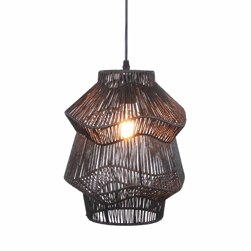 Liberta-Maison Zanzibar A Φωτιστικό Οροφής 26x36x30cm Μέταλλο Μαύρο Σχοινί 029792