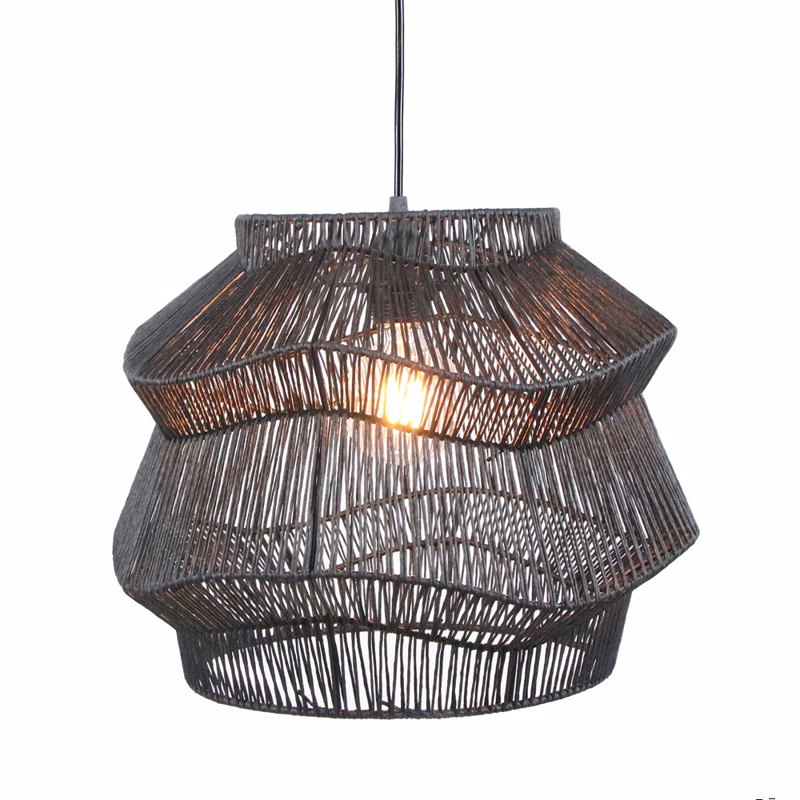 Liberta-Maison Zanzibar B Φωτιστικό Οροφής 36x36x30cm Μέταλλο Μαύρο Σχοινί 029793