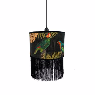 Liberta-Maison Tropical Birds A Φωτιστικό Οροφής 30x30x20cm Bamboo Πολύχρωμο Μαύρο 029837
