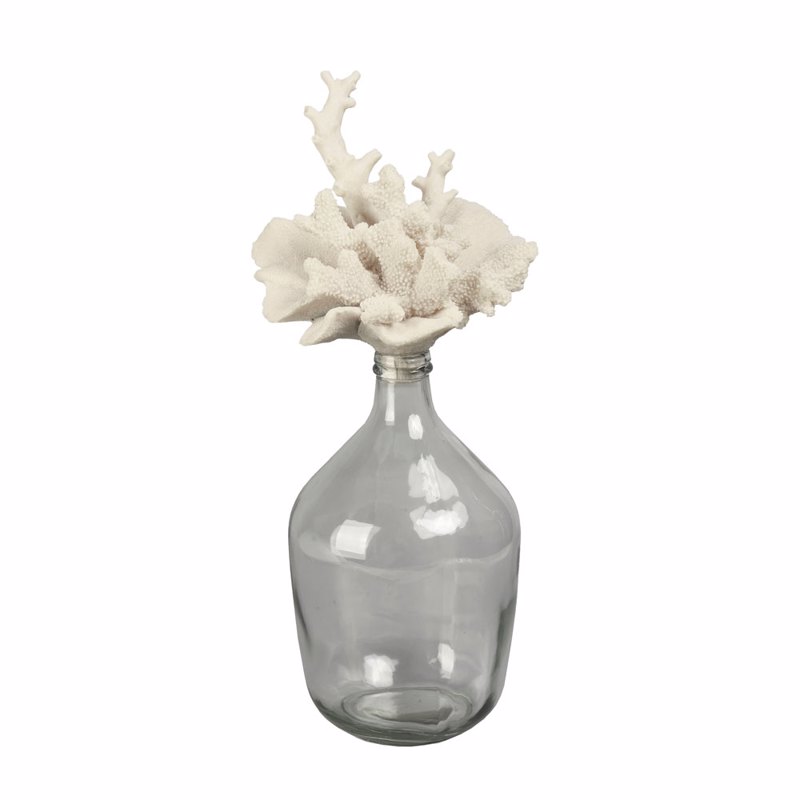 Liberta - Maison CORALLI Μπουκάλα Γυάλινη Διάφανη με Μπεζ Polyresin Καπάκι 27x24x65cm 029941