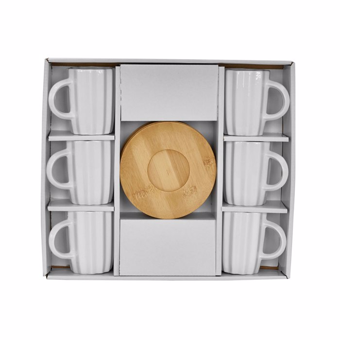 Liberta-Maison Cactus Koupa Espresso Set 6tmx 32x28x7cm Porselani Lefko Fusiko Bamboo 030001