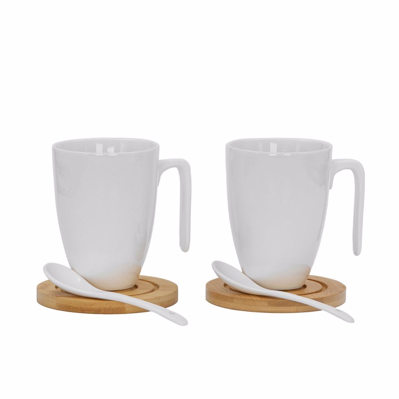 Liberta-Maison CURVE Κούπα 22x22x8cm Πορσελάνη Λευκό Φυσικό Bamboo 030003