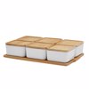 Liberta-Maison Curve Doxeio Apothikefsis Me Kapaki Set 6tmx 30x19x7cm Porselani Lefko Fusiko Bamboo 030008