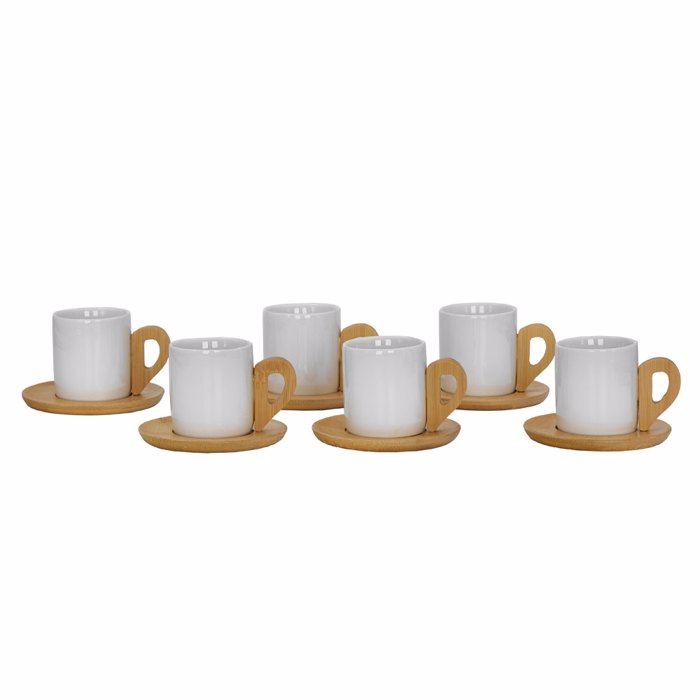 Liberta-Maison Nordic Koupa Espresso Set 6tmx 29x21x7cm Porselani Lefko Fusiko Bamboo 030016