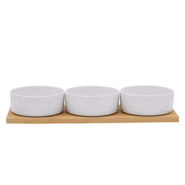 Liberta-Maison Fleurs Μπωλ Set 3ΤΜΧ 29x10x5cm Πορσελάνη Λευκό Φυσικό Bamboo 030020