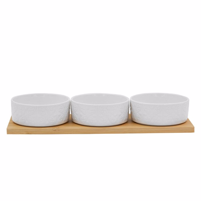 Liberta-Maison Fleurs Bol Set 3TMX 29x10x5cm Porselani Lefko Fusiko Bamboo 030020