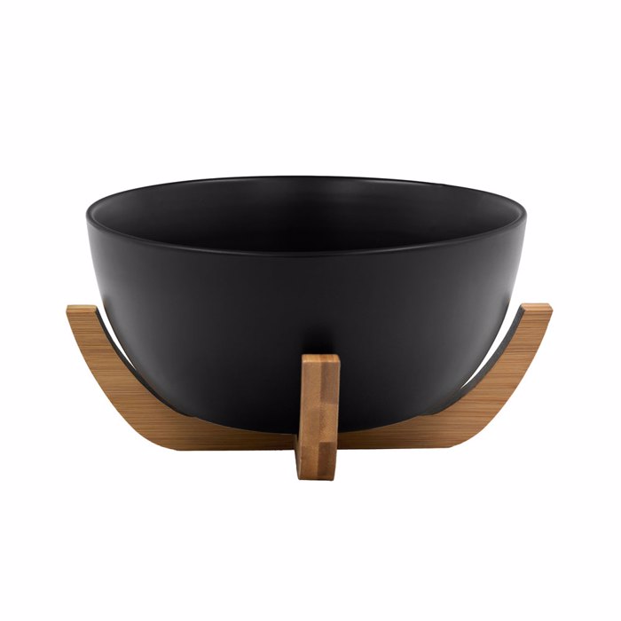 Liberta-Maison Curve Bol Serbirismatos 23x23x13cm Porselani Mavro Fusiko Bamboo 030030