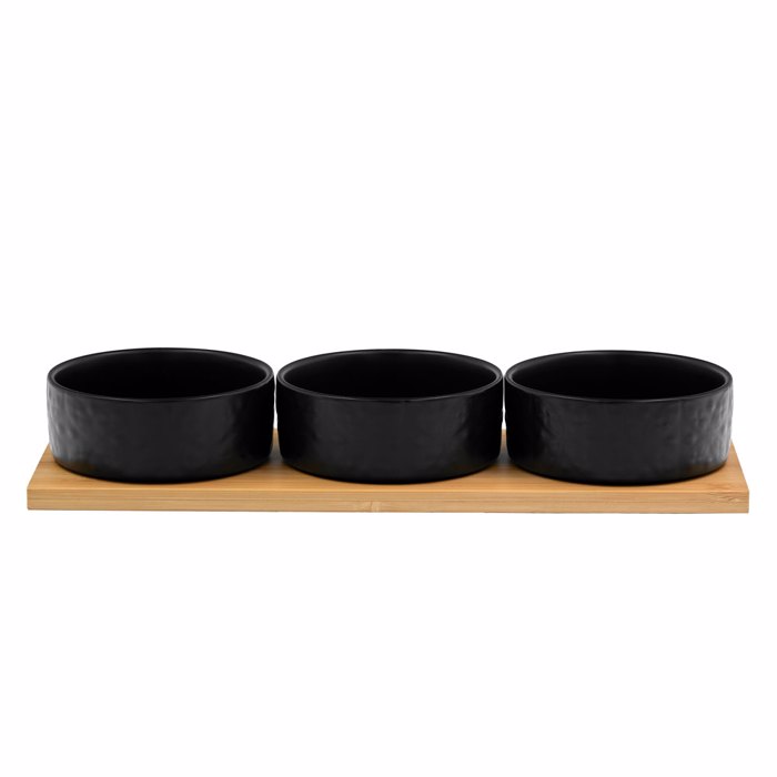 Liberta-Maison Fleurs Bol Set 3TMX 29x10x5cm Porselani Mavro Fusiko Bamboo 030039