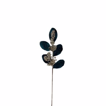 Liberta - Maison XMAS SWAN BRANCH 2 Κλαδί Βελούδινο Πετρόλ 69cm 030322