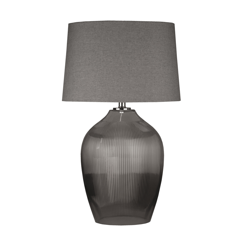 Liberta-Maison Hadley Φωτιστικό Επιτραπέζιο 43x43x71cm Γυαλί Διάφανο Γκρι Ασημί Λινό Γκρι 030628
