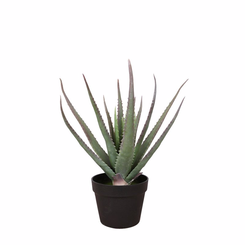 Liberta-Maison Aloe Φυτό Τεχνητό σε Γλάστρα 52cm PVC Πράσινο Μαύρο Τσιμέντο 030830