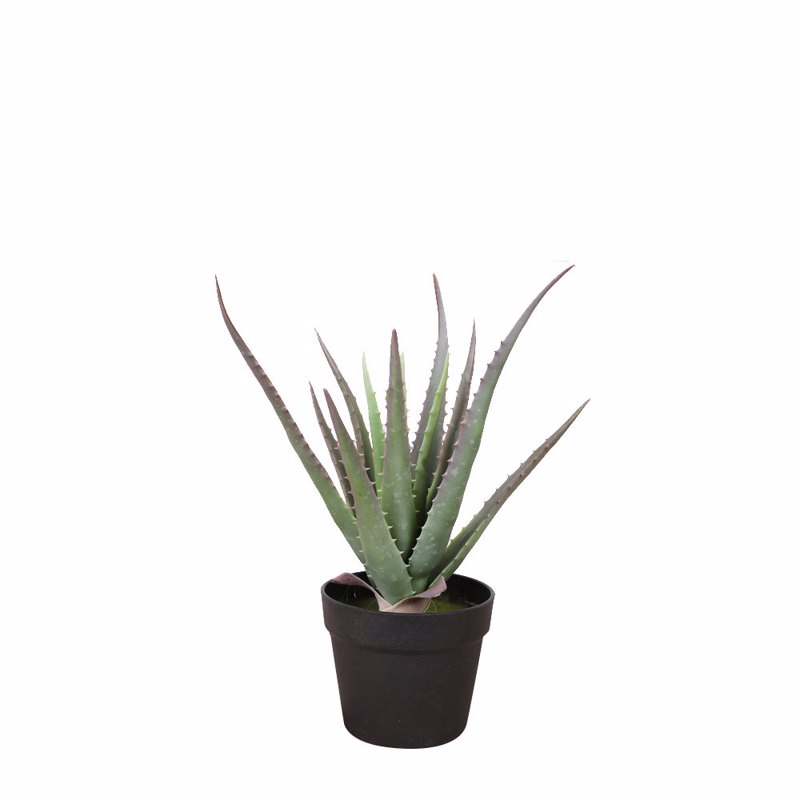 Liberta-Maison Aloe Φυτό Τεχνητό Σε Γλάστρα 43cm PVC Πράσινο Μαύρο Τσιμέντο 030831