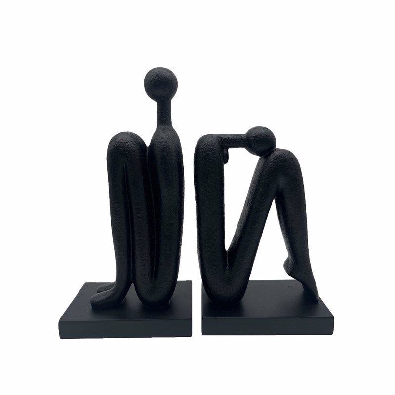 Liberta-Maison Mabior Διακοσμητικό Βιβλιοστάτης Set 2τμχ 30x10x30cm Polyresin Μαύρο 031117
