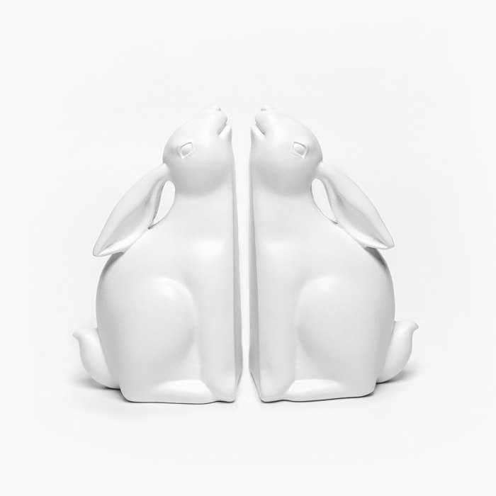 Liberta-Maison BUN BUN Diakosmitiko Bibliostatis Set 2TMX 22x9x18cm Polyresin Lefko 031118