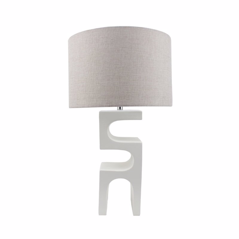 Liberta-Maison Jed Φωτιστικό Επιτραπέζιο 58cm Polyresin Λευκό Λινό Γκρι 031374