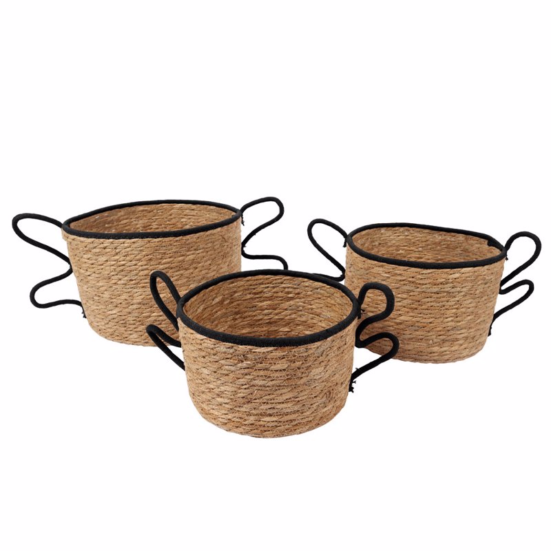 Liberta-Maison Aelia Καλαθι Set 3τμχ 35x35x23cm Seagrass Φυσικό Μαύρο 031521