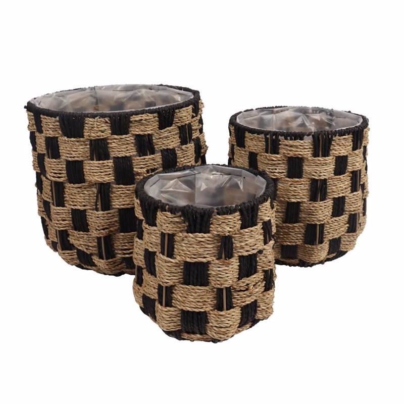 Liberta-Maison Sulien Καλάθι Set 3Τμχ 34x34x31cm Seagrass Φυσικό Μαύρο Paper Rope 031540