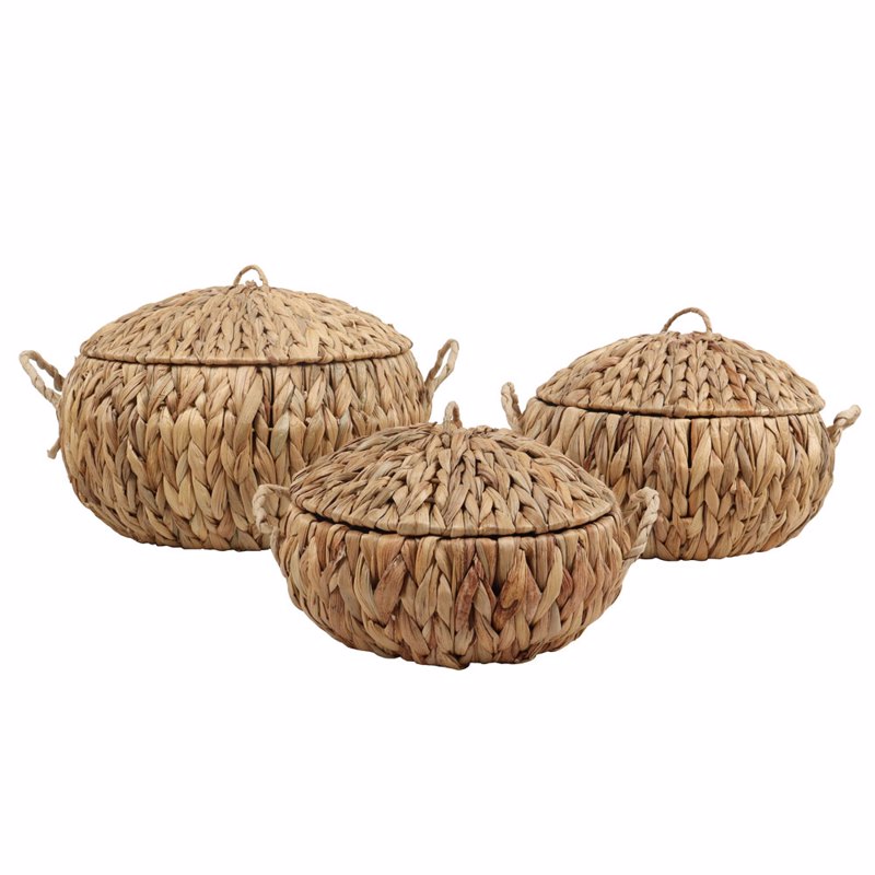 Liberta-Maison Kea Καλάθι με Καπάκι Set 3Τμχ 40x40x19cm Seagrass Φυσικό 031550