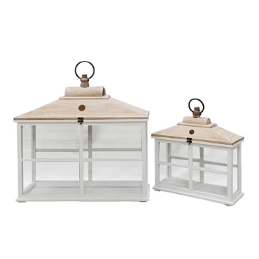 Liberta-Maison Sikinos Φανάρι 62x22x59cm Ξύλο Ελάτου Λευκό White Washed Γυαλι 032011