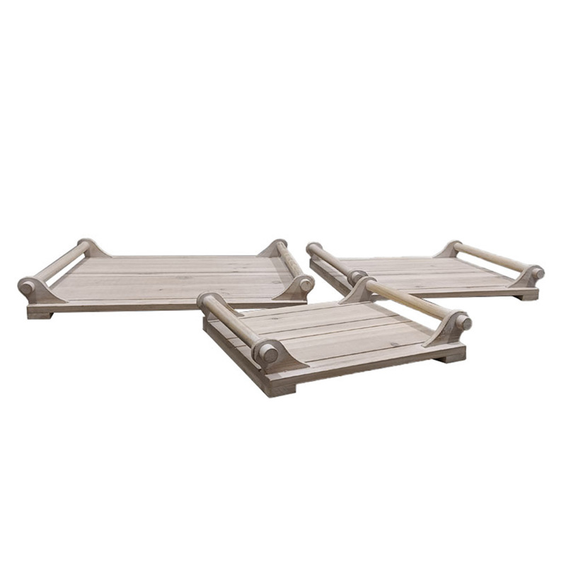 Liberta-Maison Sikinos Δίσκος Set 3τμχ 42x36x6cm Ξύλο Ελατου White Washed 032021