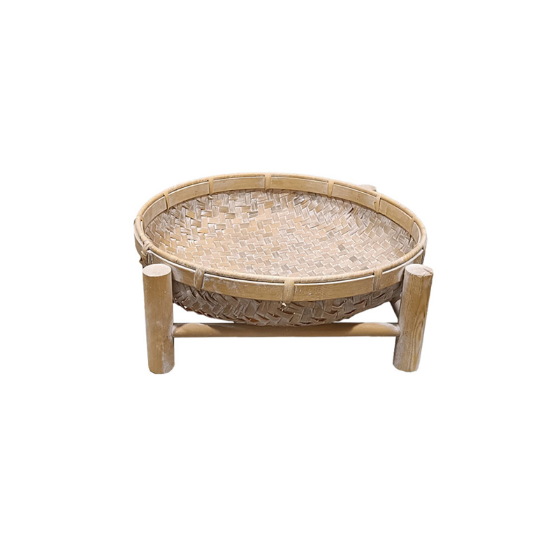 Liberta-Maison Ithaki Δίσκος Με Βάση 37x37x13cm Ξύλο Ελατου White Washed 032025