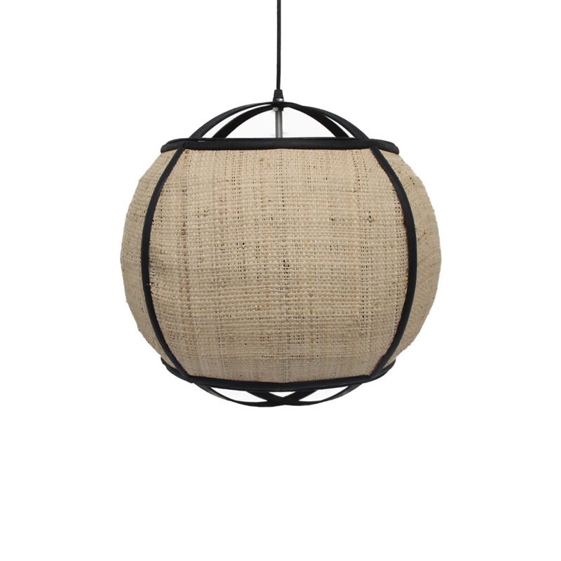 Liberta-Maison Nubia Φωτιστικό Οροφής 42x42x39cm Σχοινί Φυσικό Μαύρο Bamboo 032060
