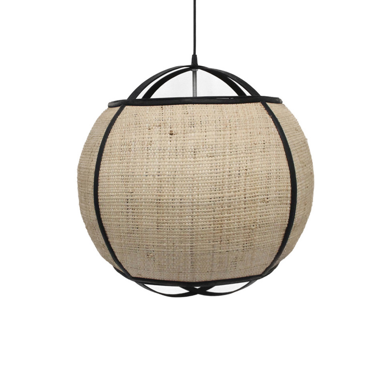 Liberta-Maison Nubia Φωτιστικό Οροφής 52x52x50cm Σχοινί Φυσικό Μαύρο Bamboo 032061