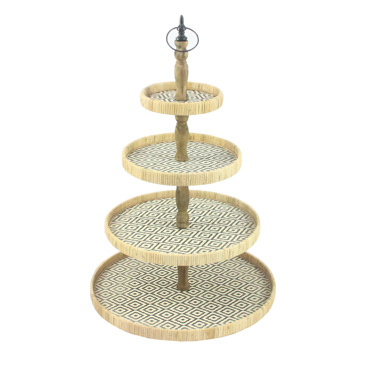 Liberta-Maison Ribbons Ορντεβιέρα 4 Επιπεδα 50x50x76cm Rattan Φυσικό Μαύρο Plywood 032082