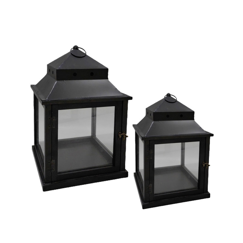 Liberta-Maison Nubia Φανάρι 36x36x58cm Μέταλλο Μαύρο Ξύλο Ελάτου 032104