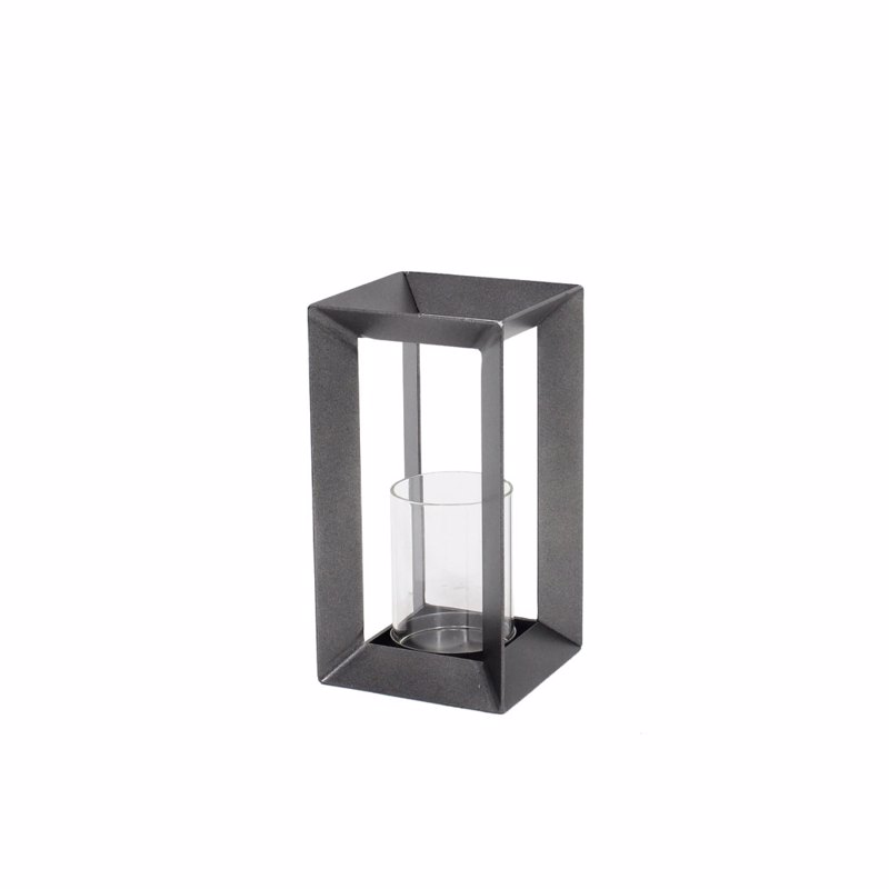 Liberta-Maison Inside Βάση Ρεσώ 13x13x23cm Μέταλλο Γκρι Γυαλί 032109