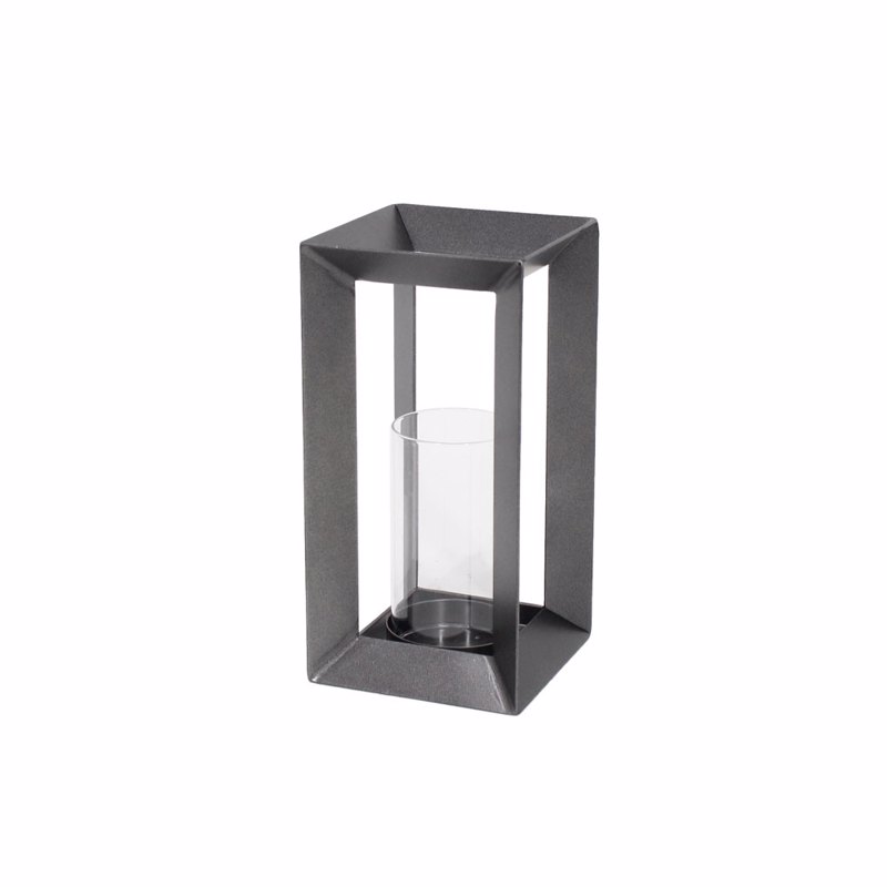 Liberta-Maison Inside Βάση Ρεσώ 14x14x28cm Μέταλλο Γκρι Γυαλί 032110