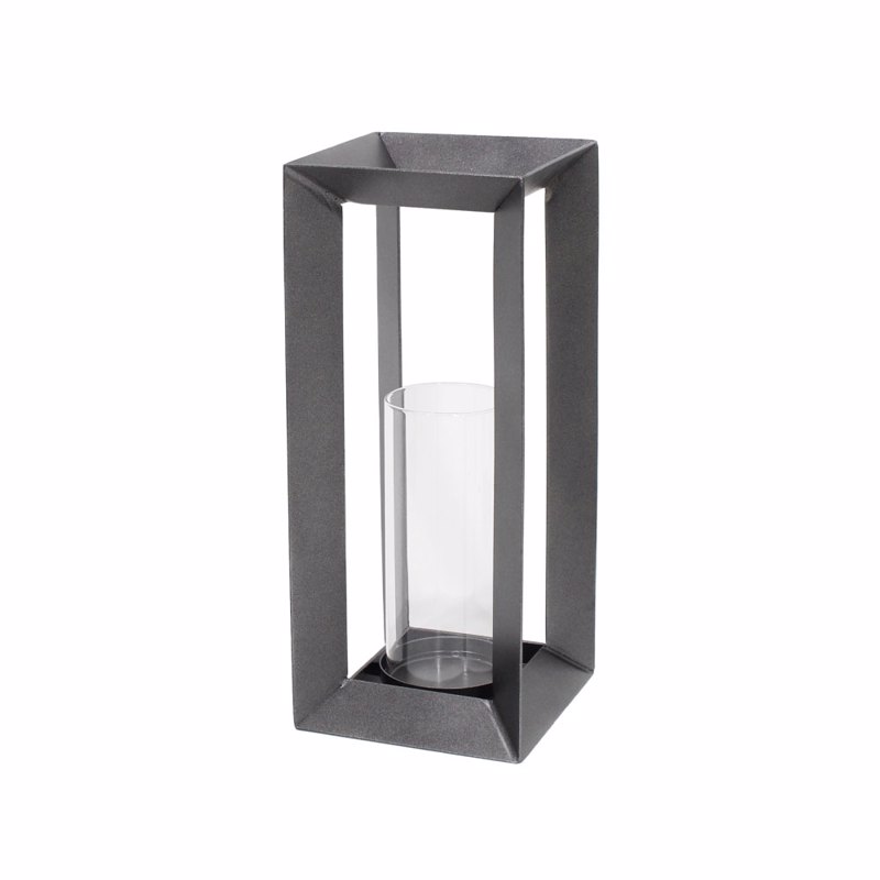 Liberta-Maison Inside Βάση Ρεσώ 16x16x38cm Μέταλλο Γκρι Γυαλί 032111