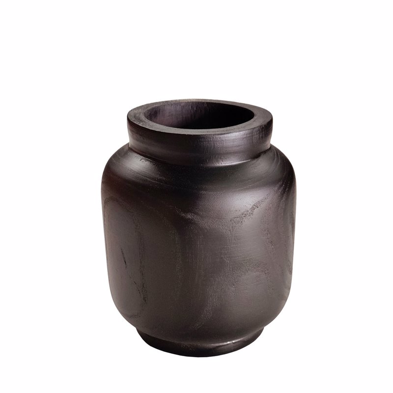 Liberta-Maison Nubia Βάζο 19x19x22cm Ξύλο Μαύρο 032269