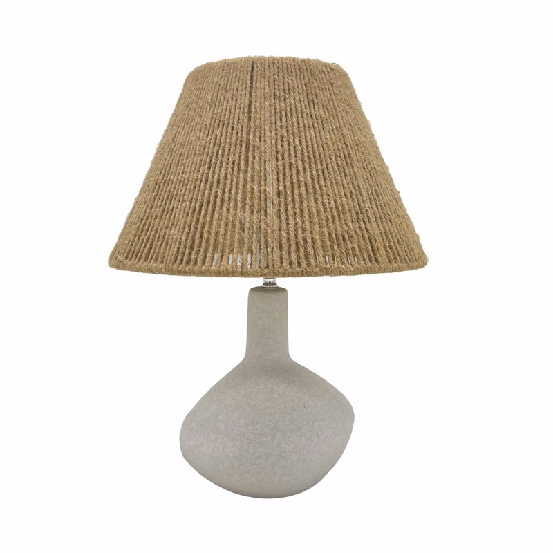 Liberta-Maison Sciana Φωτιστικό Επιτραπέζιο 18x18x40cm Κεραμικό Λευκό Σχοινί Φυσικό 032360