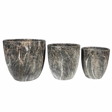 Liberta-Maison Rocky Γλάστρα Σετ 3Τμχ 30x30x31cm Κεραμικό Ανθρακί Μπεζ 032402